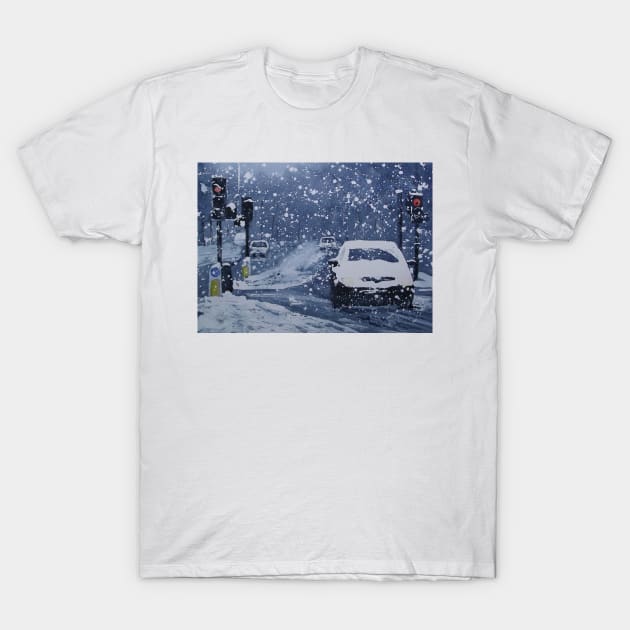 Cars In Snow T-Shirt by razmac